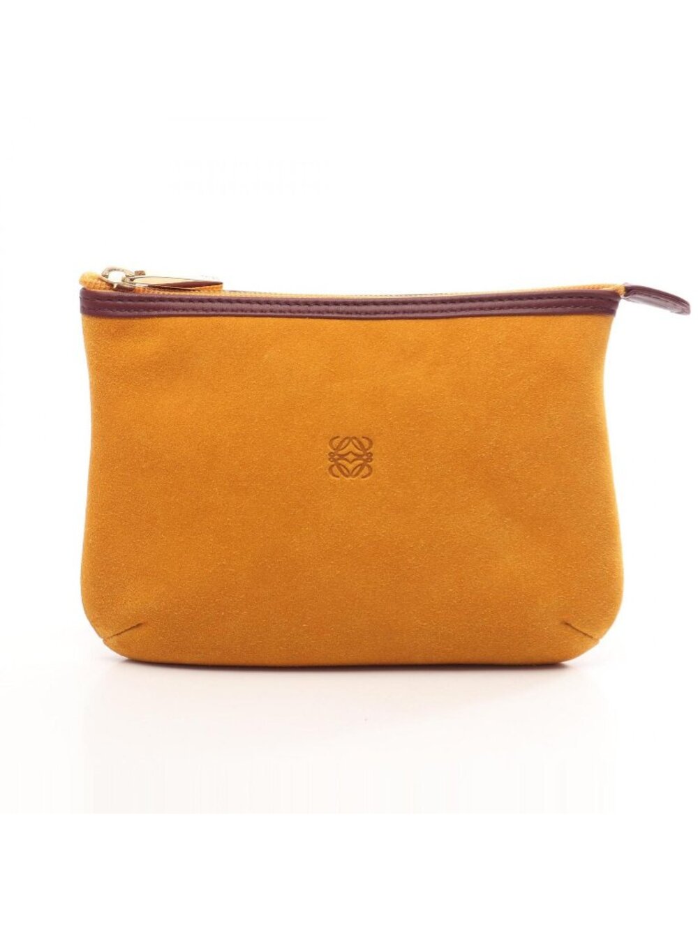 Loewe Pouch Anagram Yellow Burgundy Suede Leather
